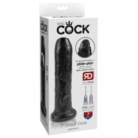 Черный необрезанный фаллоимитатор на присоске 7" Uncut Cock - 19,1 см.